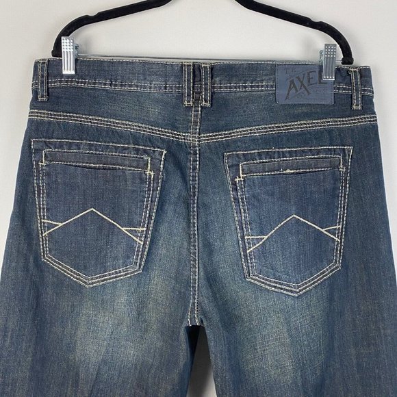 TK Axel Treadwell Relaxed Straight Mens Jeans Size 38x32 Dark Wash Denim Casual - Picture 6 of 10